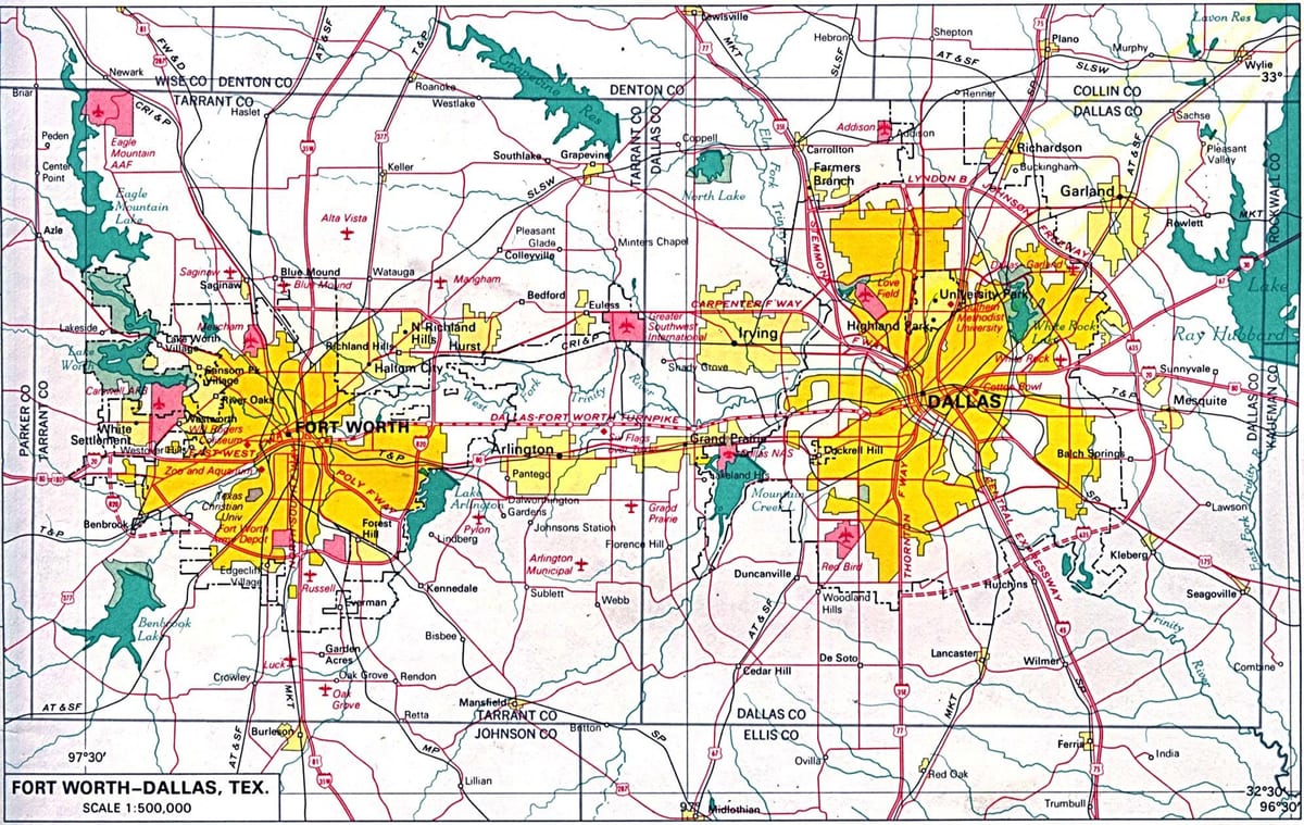 แผนที่ของทางเหนือ Dallas