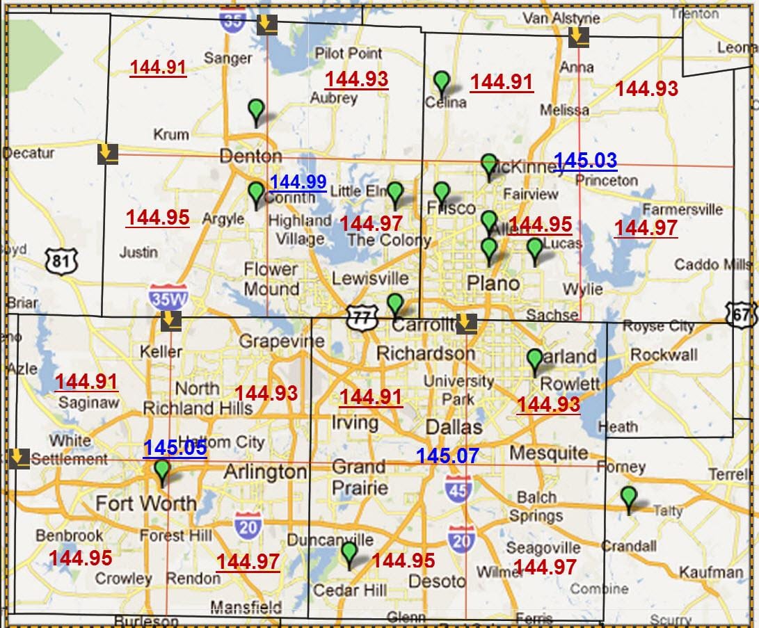 Dallas เท็กซัสรหัสไปรษณีย์บนแผนที่