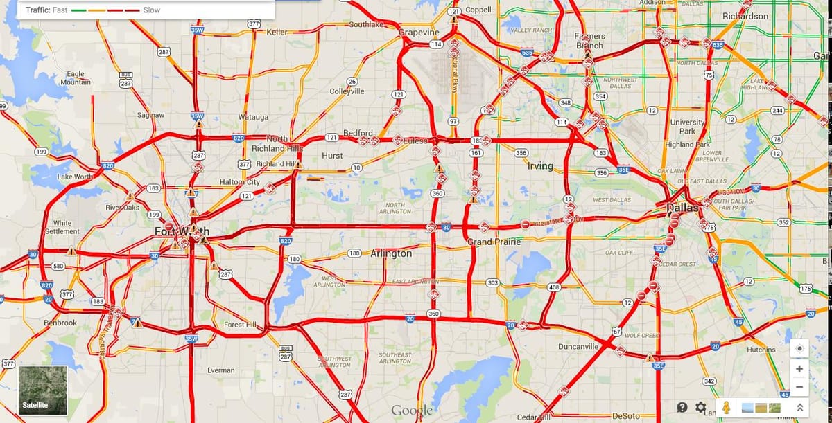 แผนที่ของ Dallas การจราจร