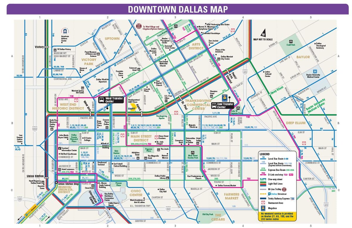 Dallas รถบนแผนที่เส้นทาง