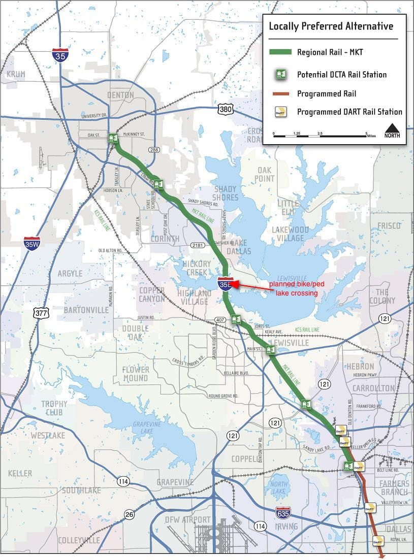 Dallas ที่สถานีรถไฟบนแผนที่