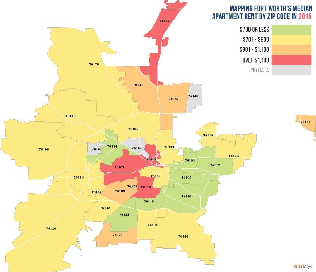 รหัสไปรษณีย์บนแผนที่ของ Dallas