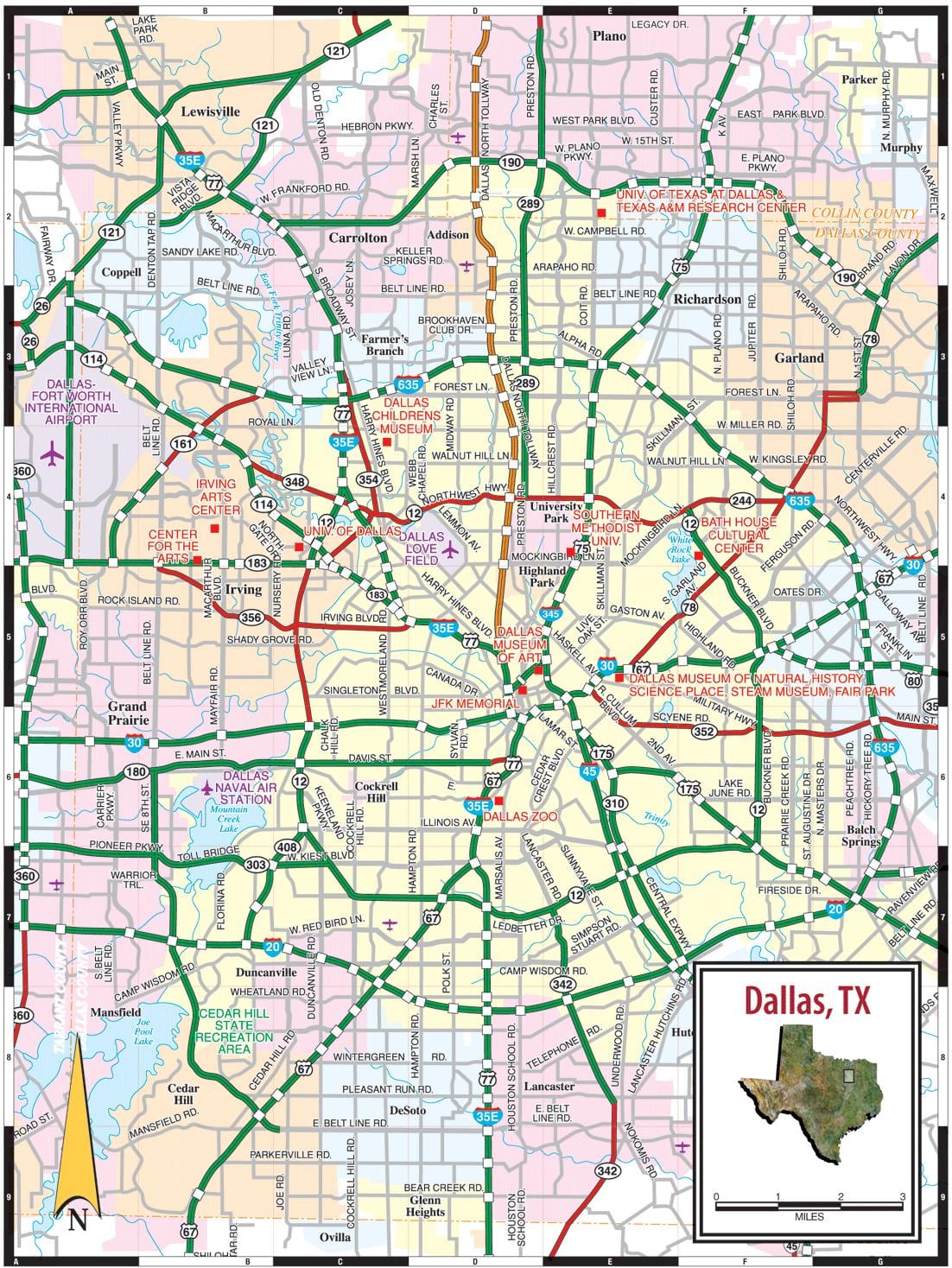 เมืองของ Dallas แผนที่