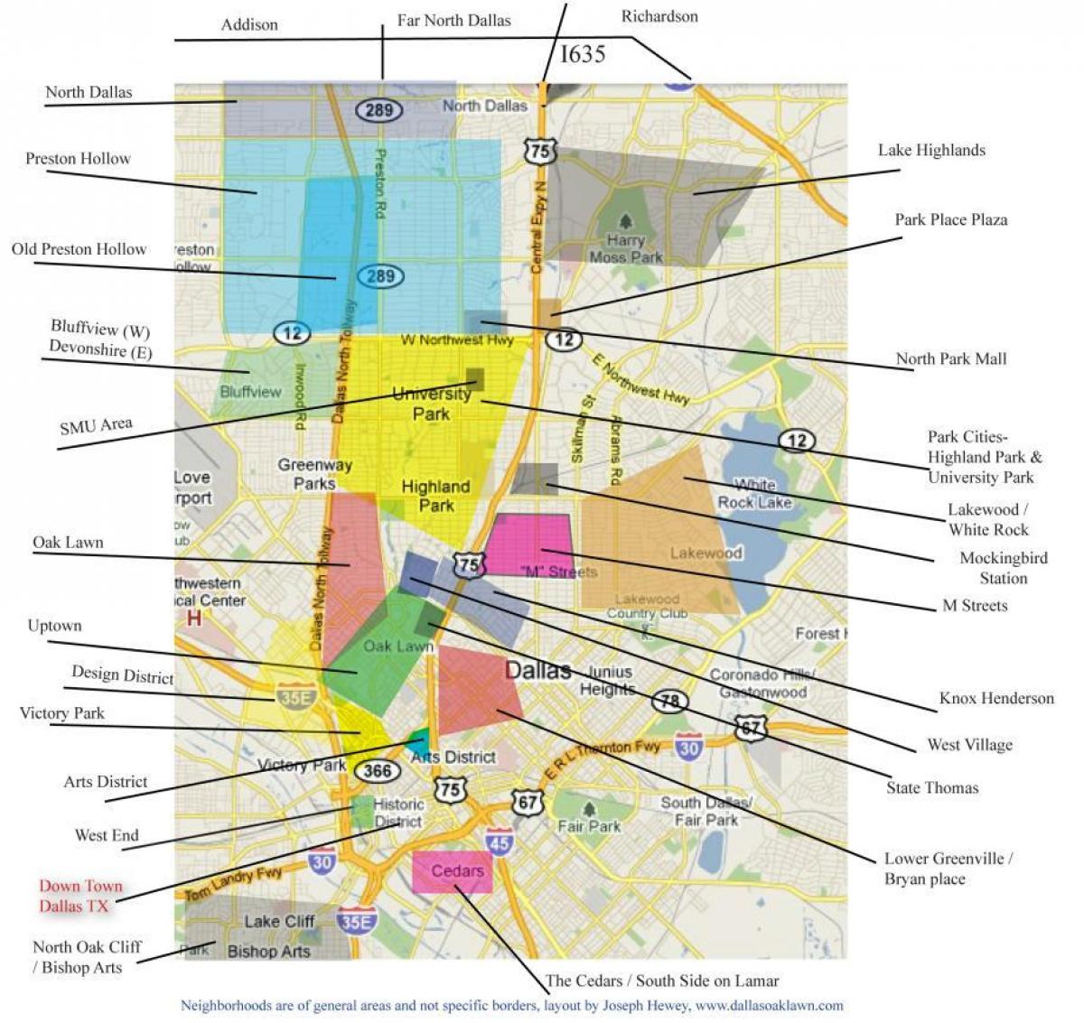 แผนที่ของ Dallas neighborhoods