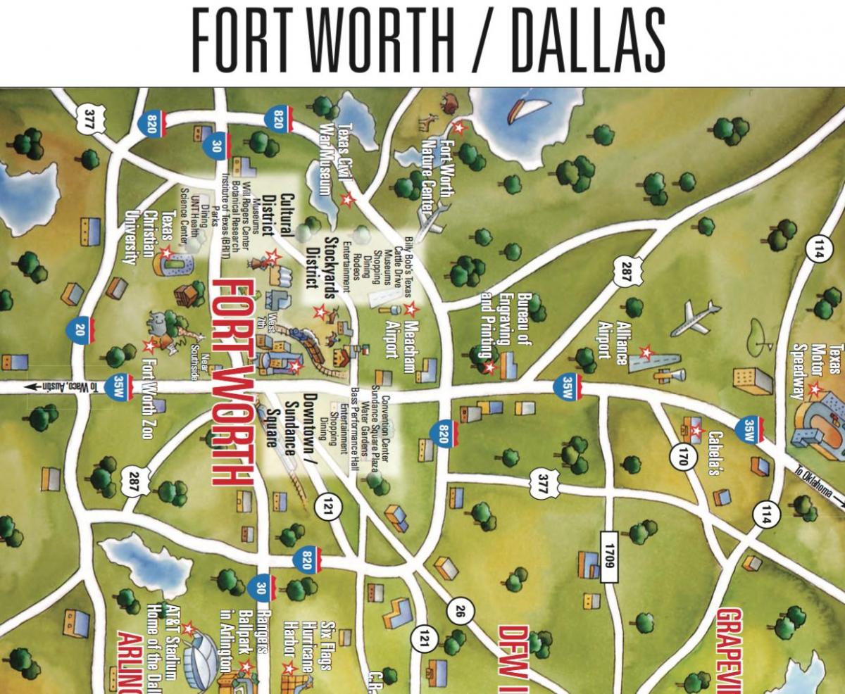 แผนที่ของ Dallas ป้องคุ้มค่าพื้นที่