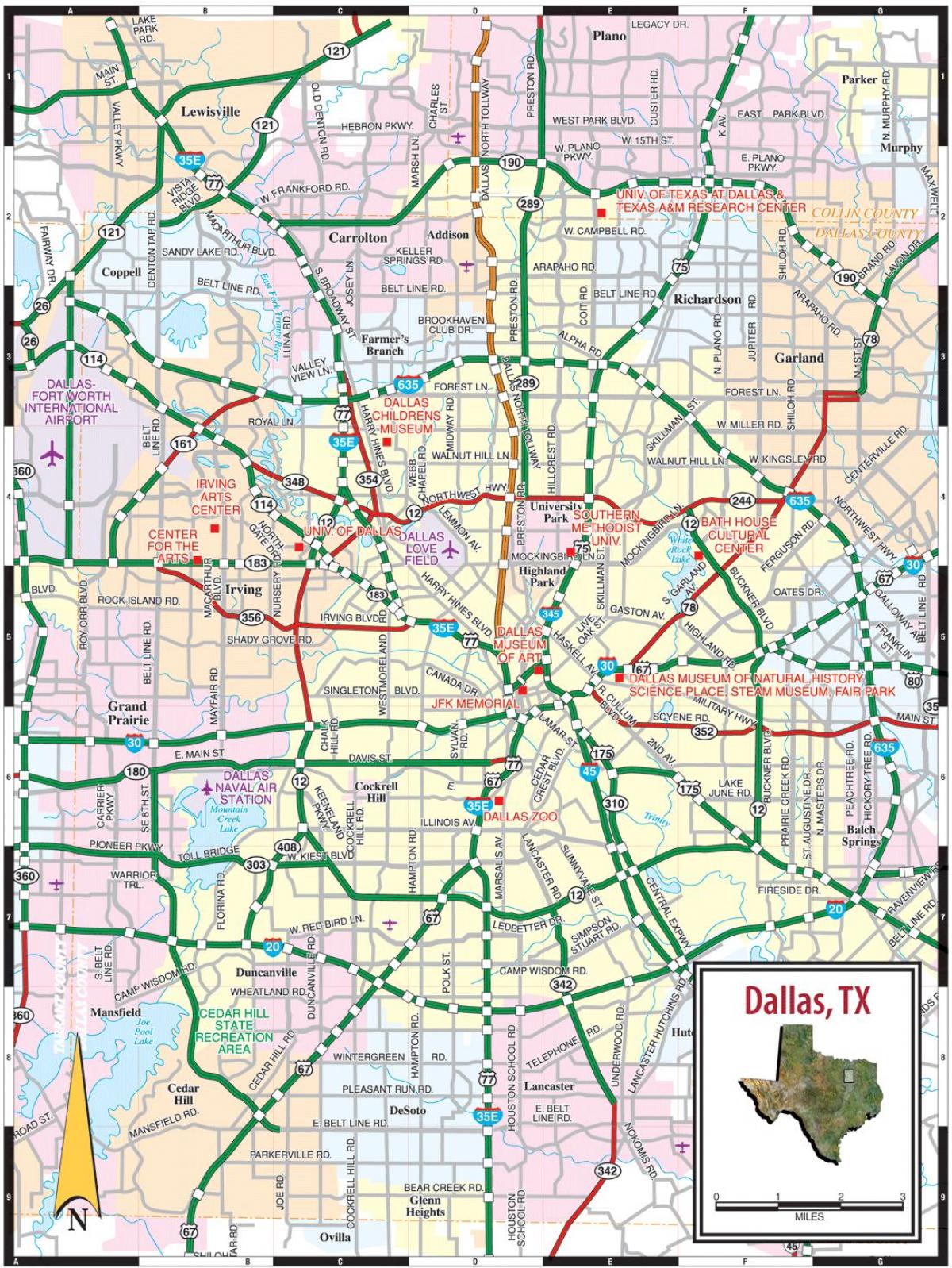 เมืองของ Dallas แผนที่