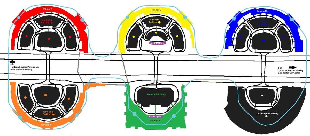DFW สนามบินเทอร์มินัลซีนแผนที่