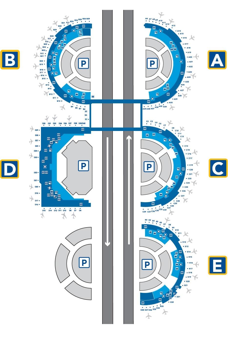 DFW สนามบินเทอร์มินัล d แผนที่