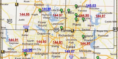Dallas เท็กซัสรหัสไปรษณีย์บนแผนที่