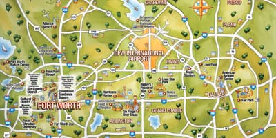 DFW องเมืองบนแผนที่