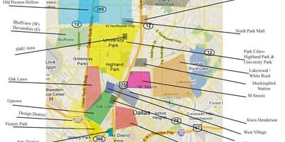 แผนที่ของ Dallas neighborhoods
