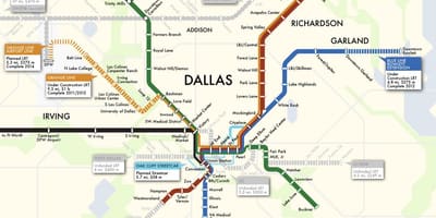 Dallas รถไฟของระบบนแผนที่