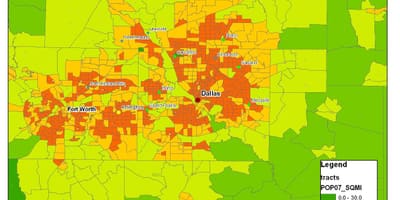 แผนที่ของ Dallas metroplex
