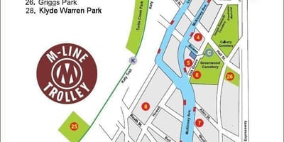 แผนที่ของ Dallas trolley